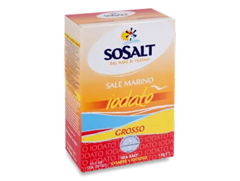 Соль Sosalt морская йодированная крупного помола 1кг.