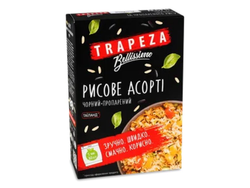 Рисовое ассорти Trapeza черный+пропаренный, Таиланд 5*80г
