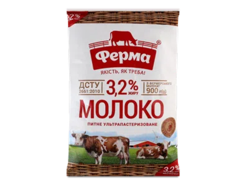 Молоко ультрапастеризованное "Ферма" 3,2% тетра-фина 900г