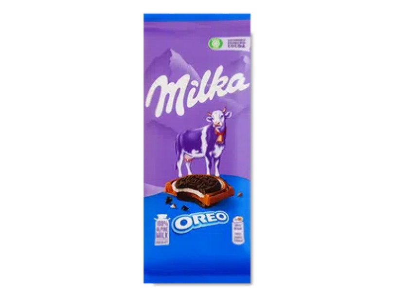 Шоколад молочный Milka с начинкой со вкусом ванили и печеньем Oreo 92г