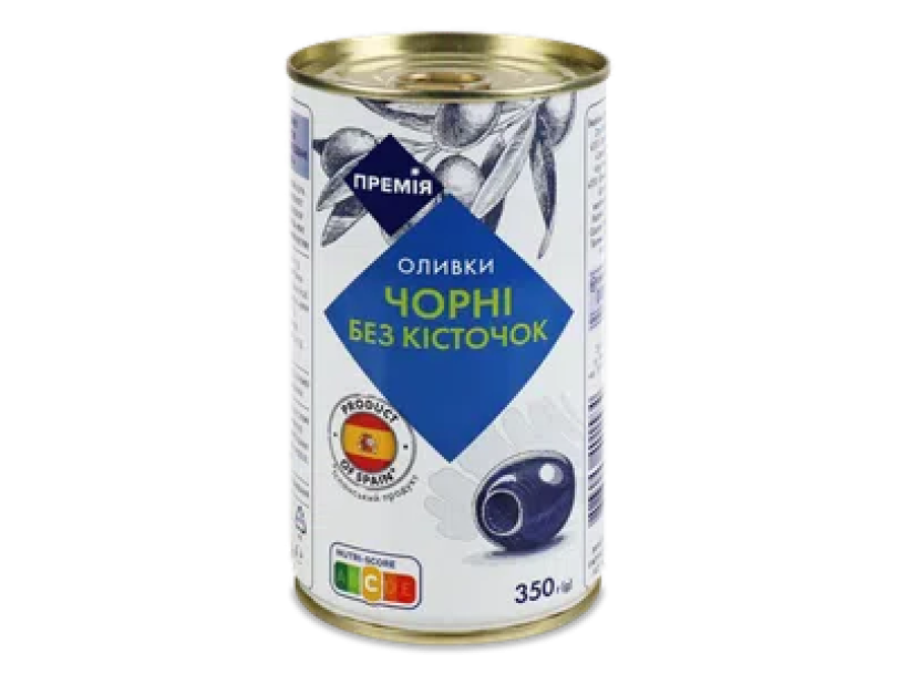 Оливки «Премия»® черные без косточки пастеризованные 350г