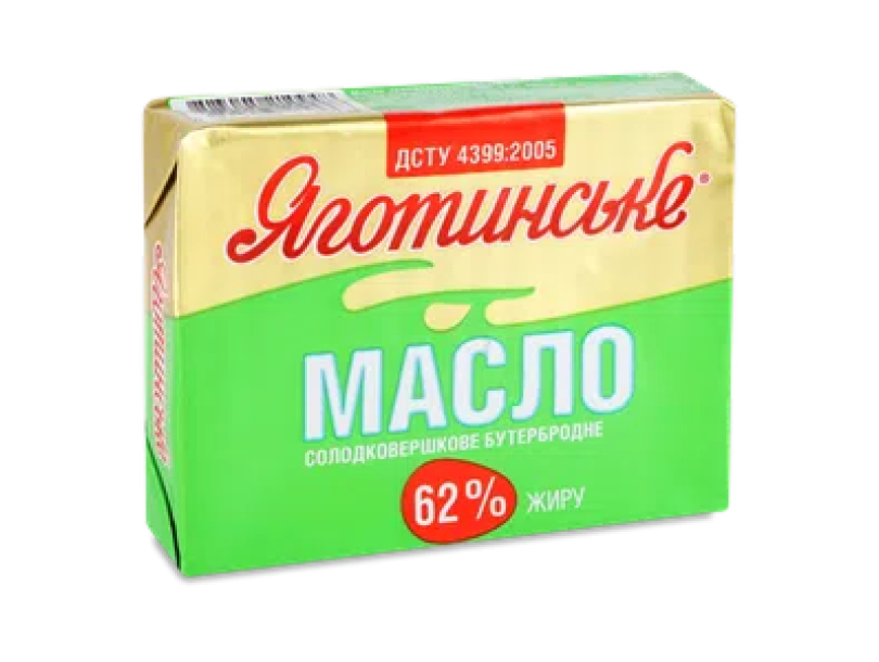 Масло сладкосливочное Яготинское бутербродное 62% 180г