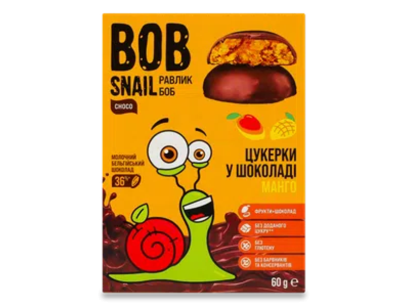 Конфеты Bob Snail манговые бельгийский молочный шоколад 60г