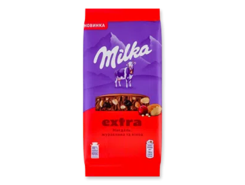 Шоколад молочный Milka Экстра миндаль, клюква и кино 130г