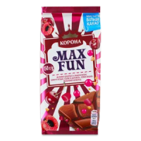 Шоколад молочний «Корона» Max Fun зі смаком вишні 150г