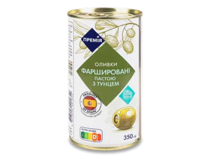  Оливки «Премія»® зелені фаршировані з тунцем 350г