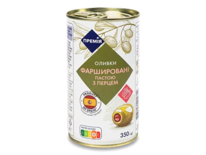 Оливки «Премия»® фаршированные пастой с перцем 350г