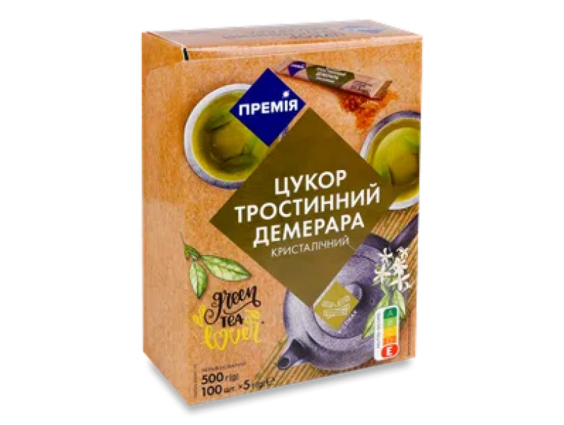 Сахар «Премия» Демерара тростниковый коричневый, сток 500г