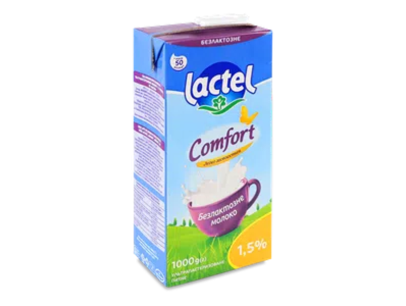 Молоко ультрапастеризованное Lactel Комфорт безлактозное 1,5% т/б 1000г